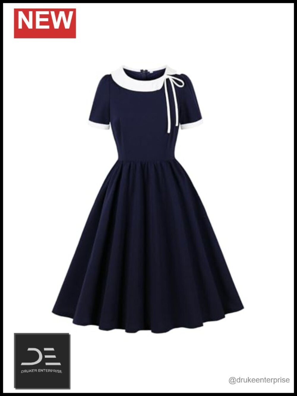 Elegant Cocktail Dress Bow Neck Fit & Flare Formal Party